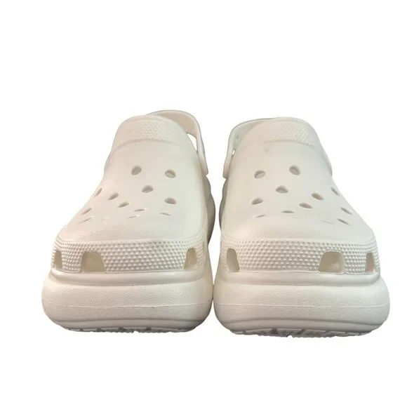 Crocs Classic Crush Clogs In White, Size M8 W10 WORN ONCE - Picture 2 of 10
